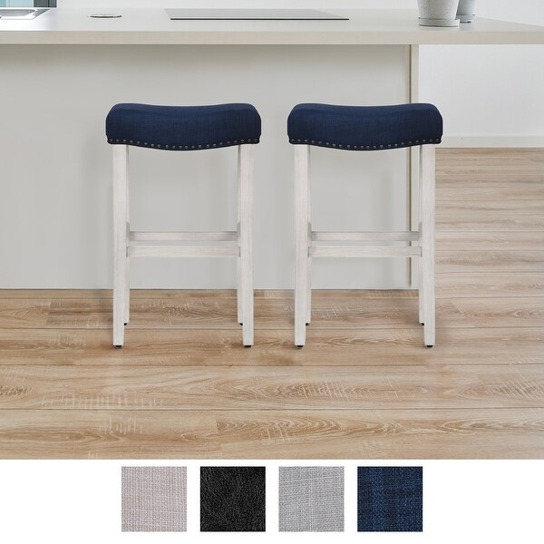 Carter Saddle Upholstered Backless Bar Stool (Set of 2)