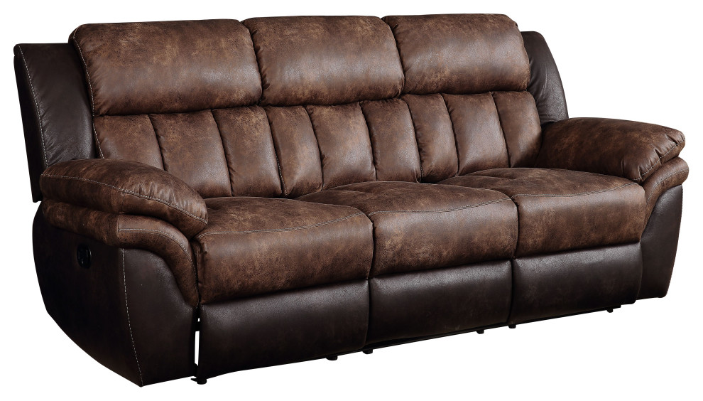 Jaylen Sofa (Motion) in Toffee and Espresso Polished Microfiber   Contemporary   Sofas   by Acme Furniture  Houzz