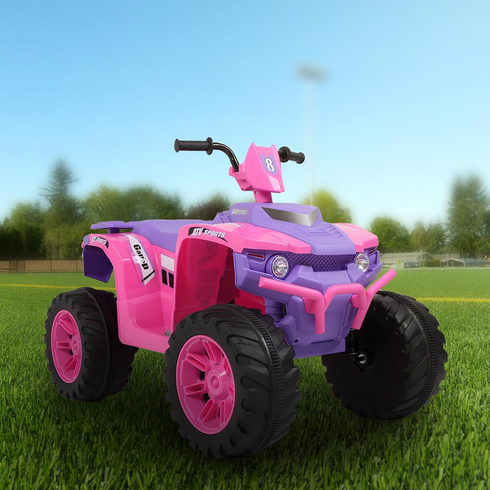 Winado Perfect for Kids Ride On ATV 12V 7Ah Battery Powered Car 4-Wheeler with a Realistic Foot Pedal Accelerator, LED Headlights, Music, Horn - Pink and Purple