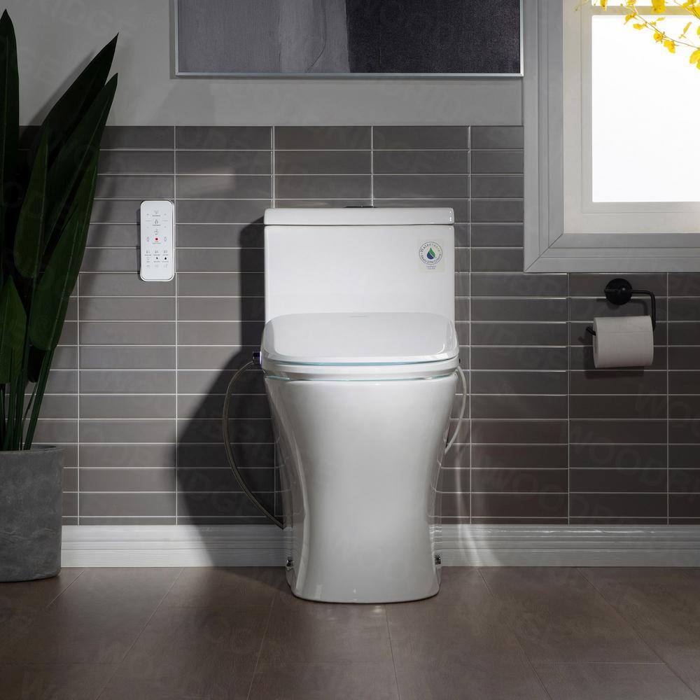 WOODBRIDGE Journey 1-Piece 1.1GPF1.6 GPF Dual Flush Elongated Toilet with Advance Smart Bidet Toilet in White HT0044