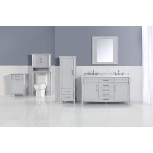 Home Decorators Collection Aberdeen 60 in W x 22 in D x 345 in H Bath Vanity in Dove Gray with White Carrara Marble Top