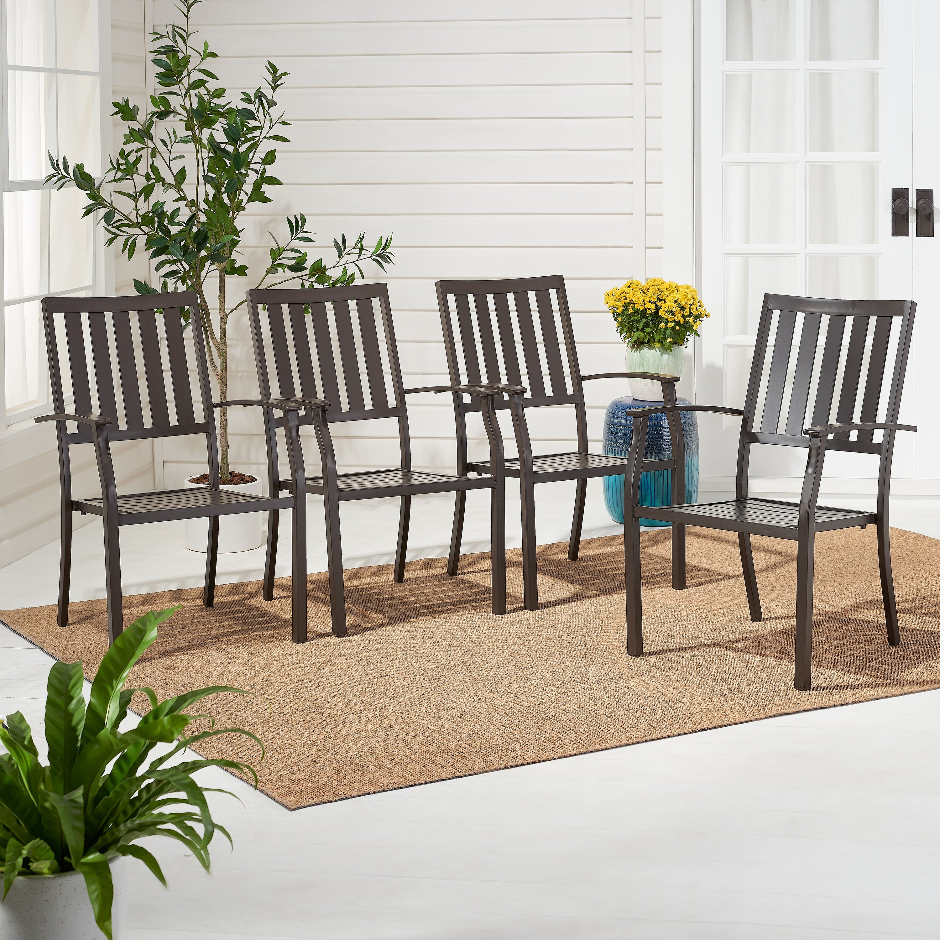 Better Homes & Gardens Camrose Farmhouse Mix and Match Slat-Back Stacking Dining Chairs, Set of 4