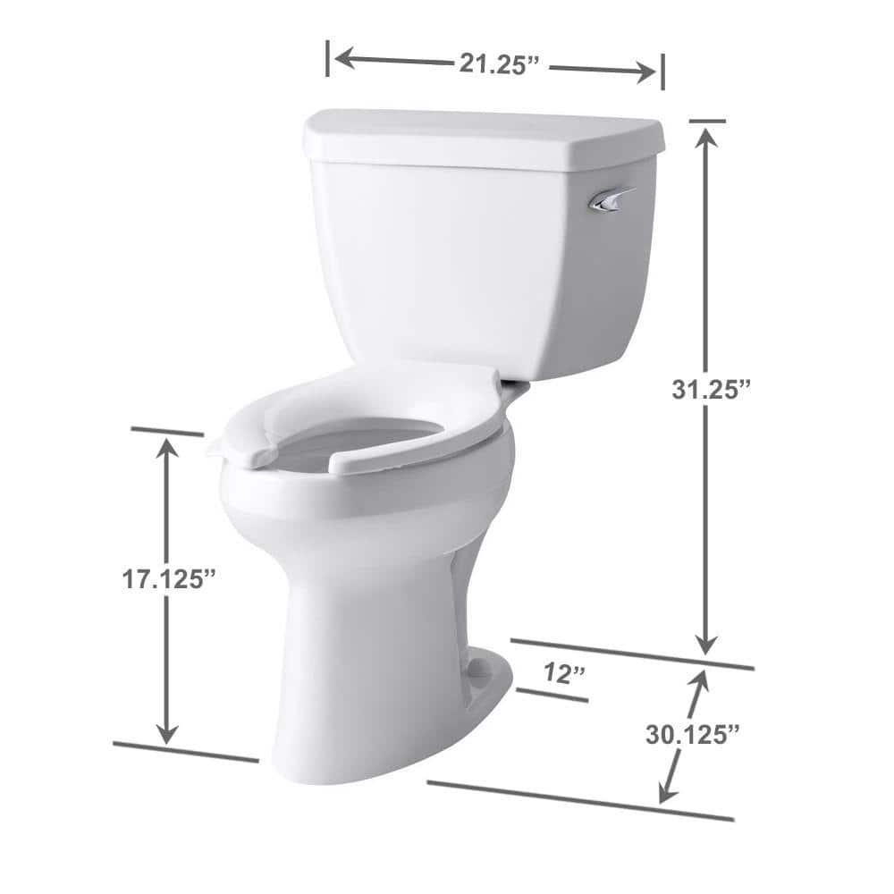 KOHLER Highline Classic 2piece 16 GPF Single Flush Elongated Toilet in White Seat Not Included