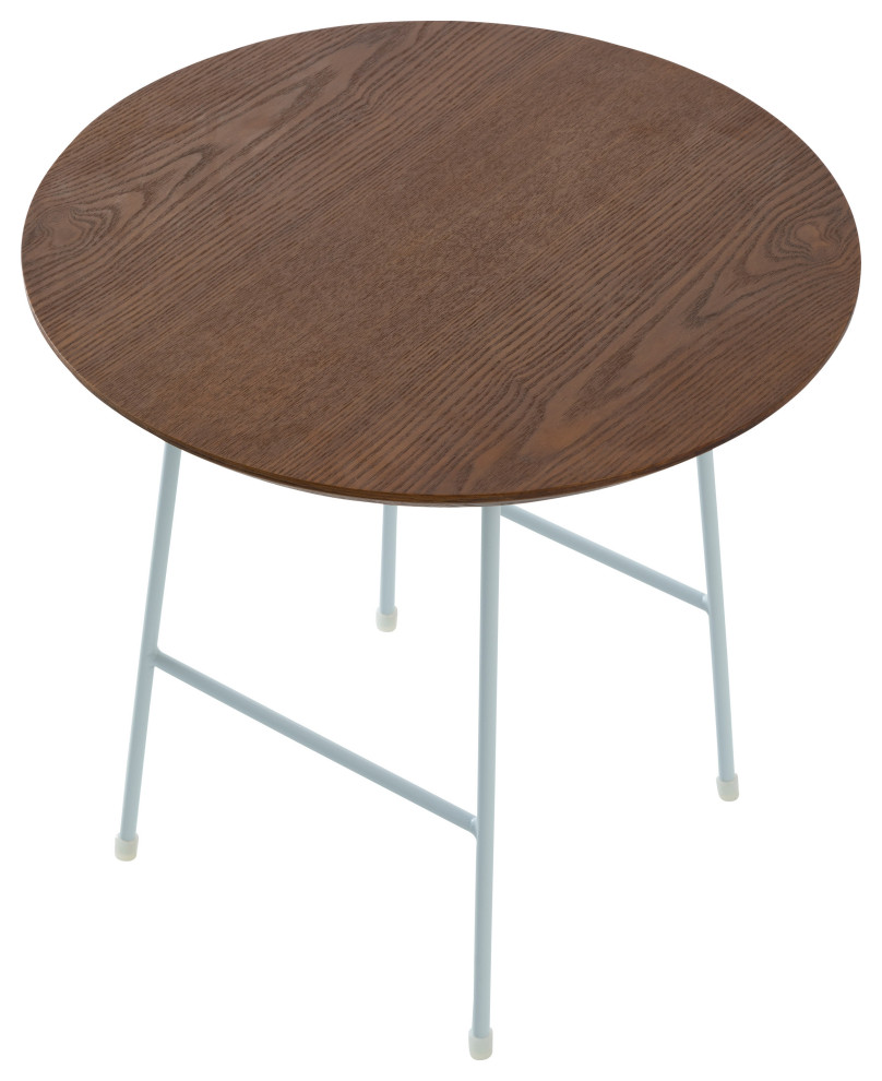 LeisureMod Rossmore Modern Round Side Table With White Steel Frame   Midcentury   Side Tables And End Tables   by LeisureMod  Houzz