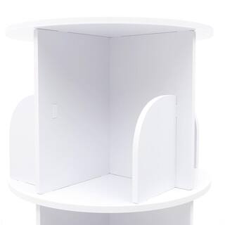 YIYIBYUS 15.7 in. White Rotating Bookshelf 360 Display Floor Standing Nordic 4-Shelf Bookcase HG-WMT-3219