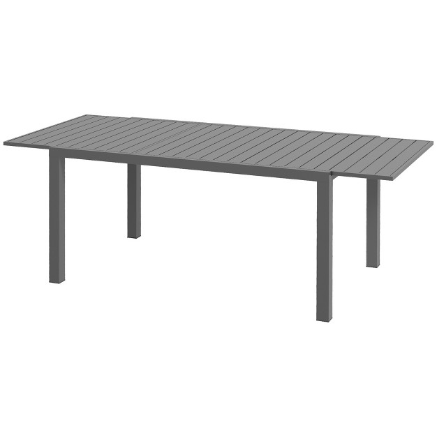 Outsunny Expandable Patio Table Rectangle Patio Table Aluminum Outdoor Dining Table For 6 8 Charcoal Gray