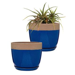 Southern Patio Ana Medium 8.1 in. x 6.7 in. 3 Qt. Navy Blue Ceramic Indoor Pot (2-Pack) CRM-064824A