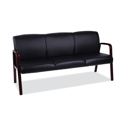 Alera Reception Lounge WL 3-Seat Sofa， 65.75w x 26d.13 x 33h， Black/Mahogany (RL2319M)