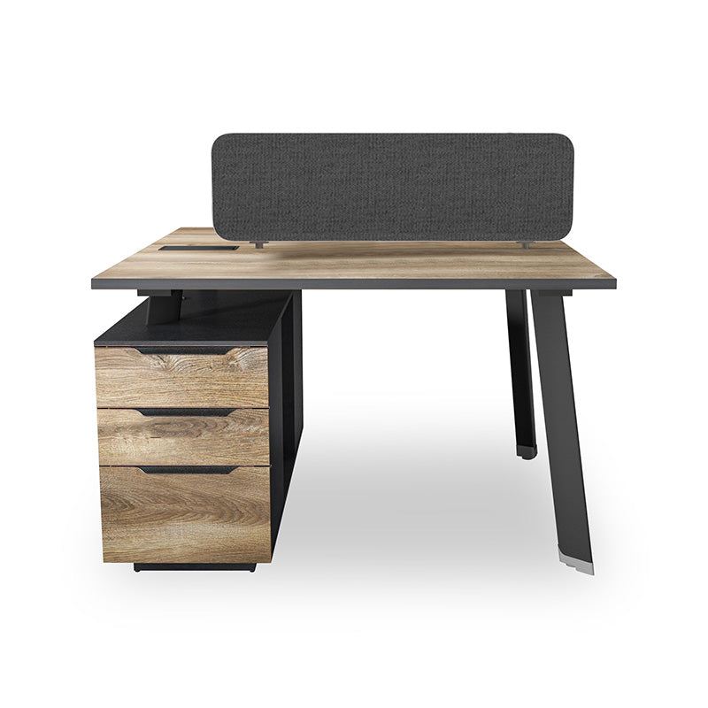 ARTO 2 People Back to Back Workstation Desk 2 Cabinets 1.2M - Warm Oak & Black