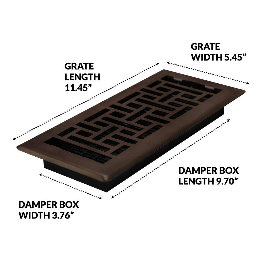 Decor Grates 4 in. x 10 in. Steel Floor Register Oil-Rubbed Bronze AJH410-RB