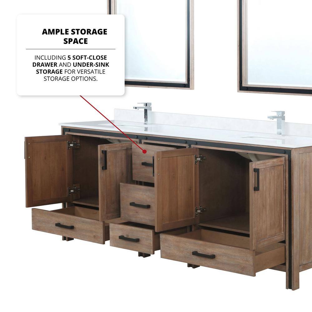 Lexora Ziva 84 in W x 22 in D Rustic Barnwood Double Bath Vanity and Cultured Marble Top LZV352284SNJS000