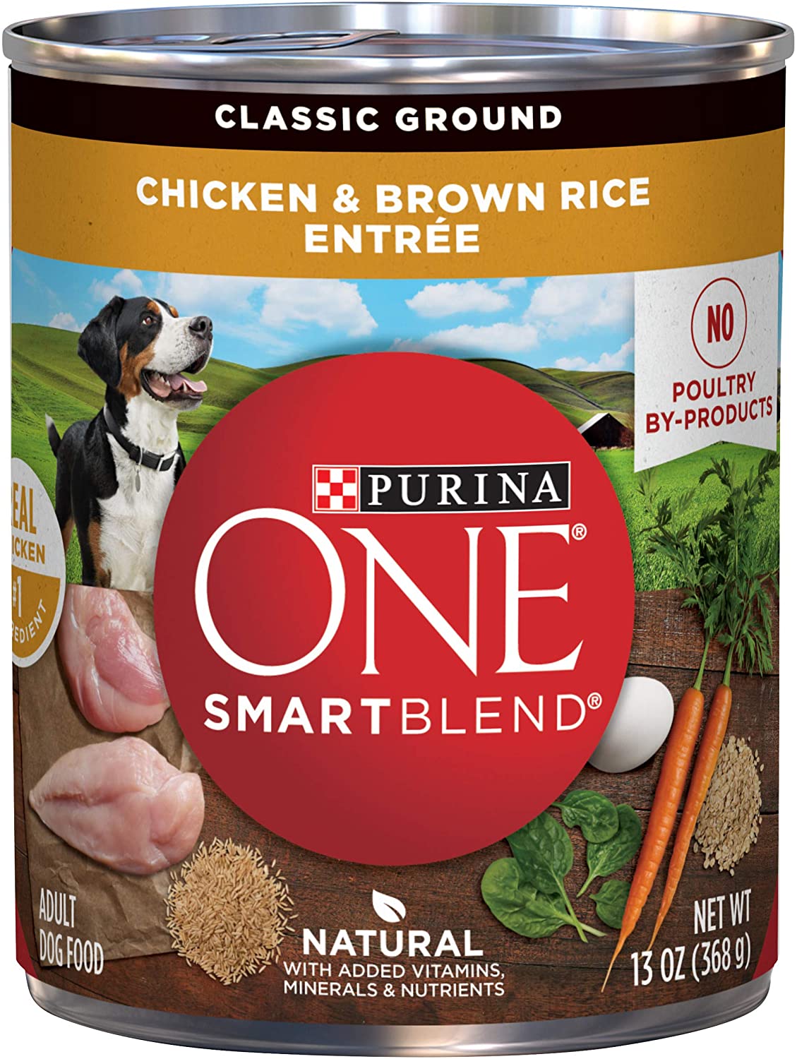 Purina ONE SmartBlend Classic Ground Chicken and Brown Rice Entree Adult Canned Wet Dog Food (12) 13 oz. Cans