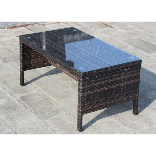 Outdoor patio Furniture 1 Coffee Table with clear tempered glass