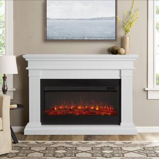 Real Flame Beau 59 in. Freestanding Electric Fireplace in White 8080E-W