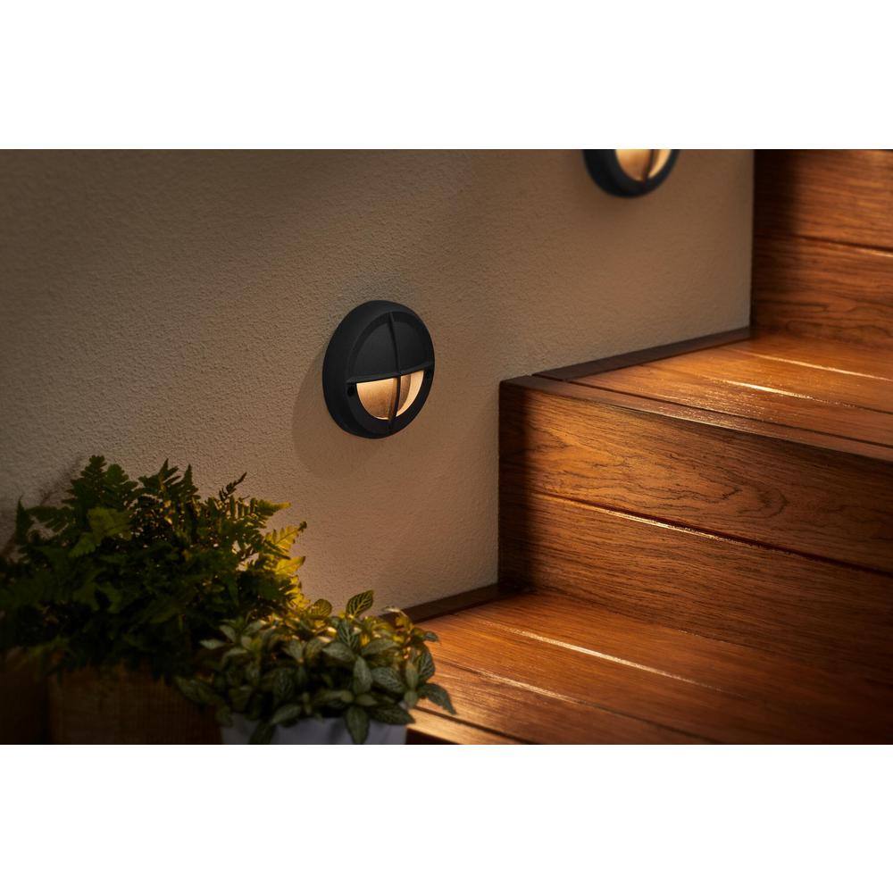 Hampton Bay Marion Low Voltage Hardwired Black LED Stair Light with Weather Resistant LBW2601LX-01