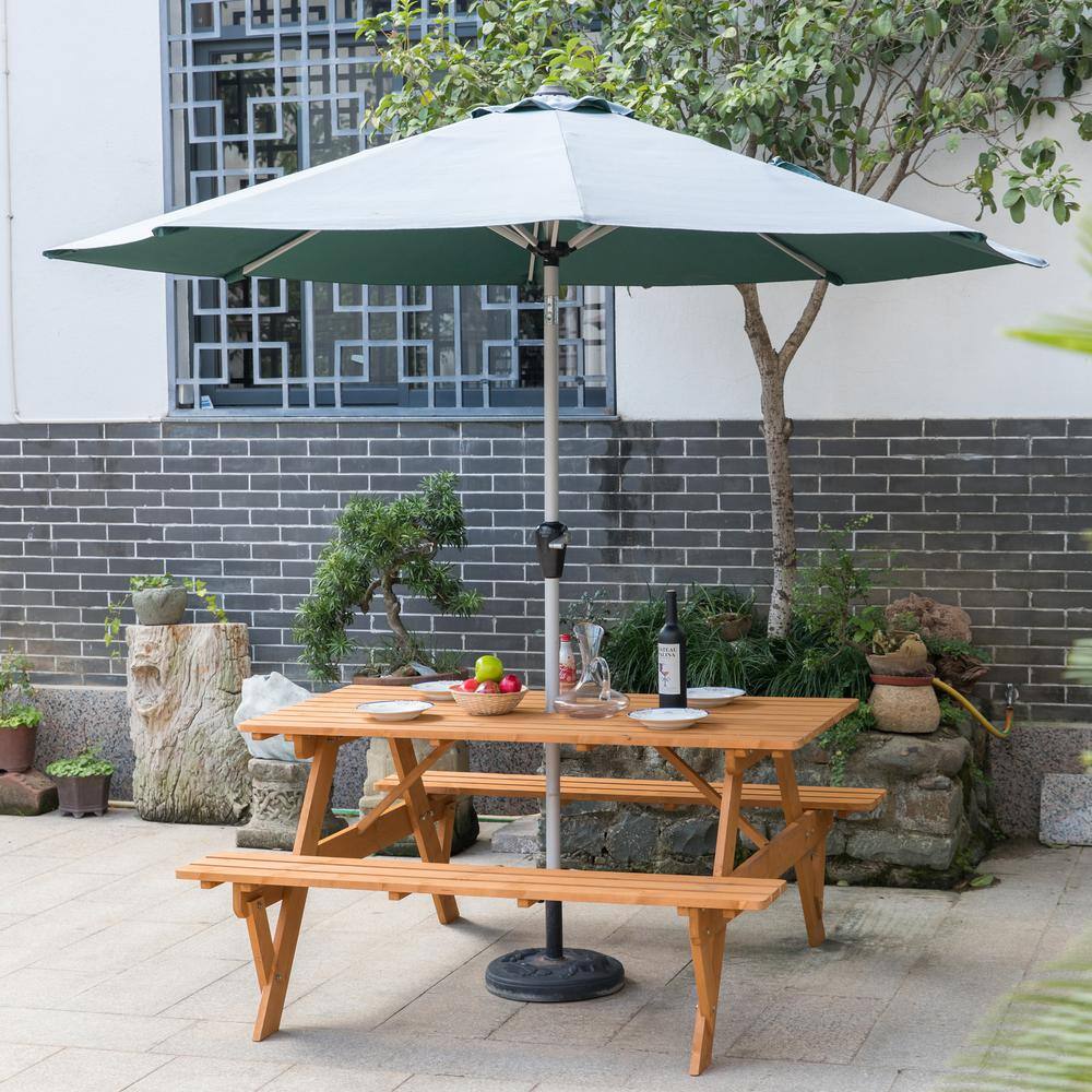 GARDENISED Stained Rectangular Wood 29.25 in. H Picnic Table A-Frame Outdoor Patio Deck Garden QI003905.ST