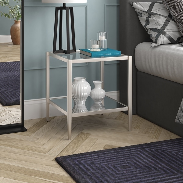 Hera 20'' Wide Square Side Table with Clear Shelf