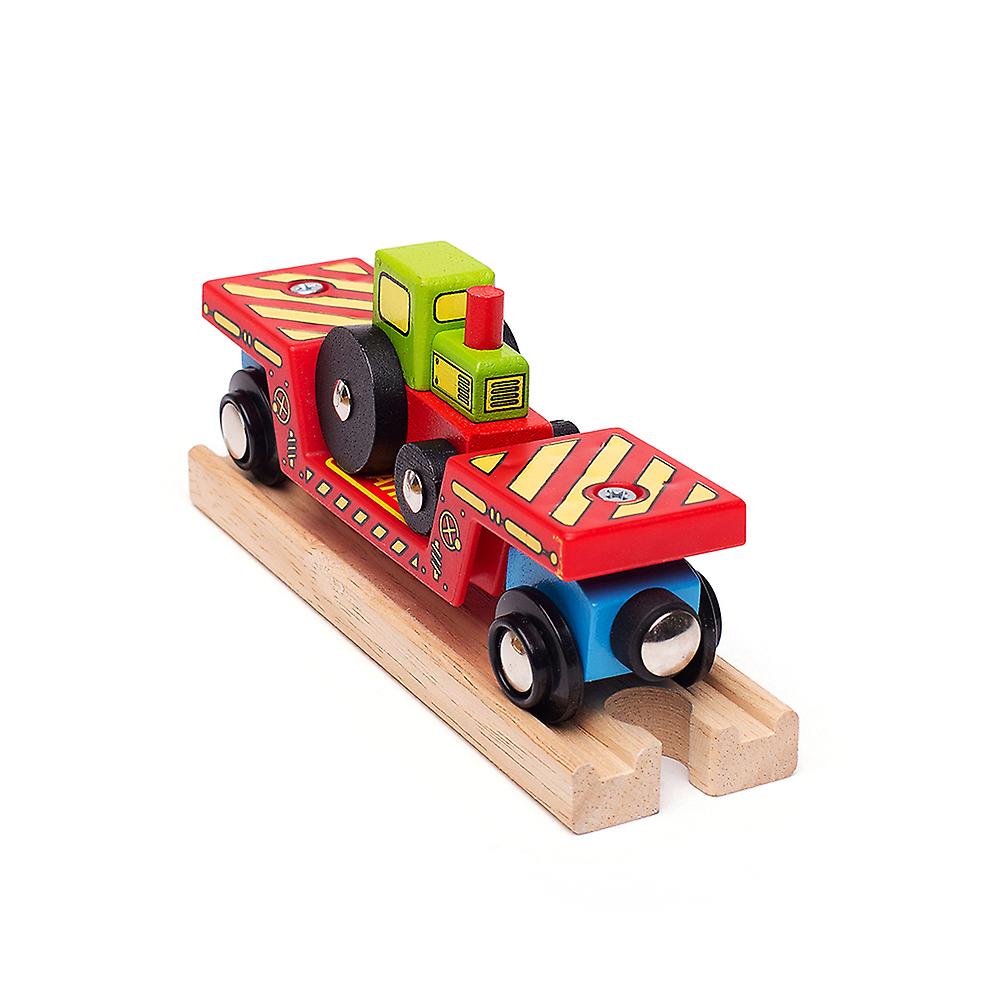 Bigjigs Rail Wooden Tractor Low Loader Engine Locomotive Train Railway