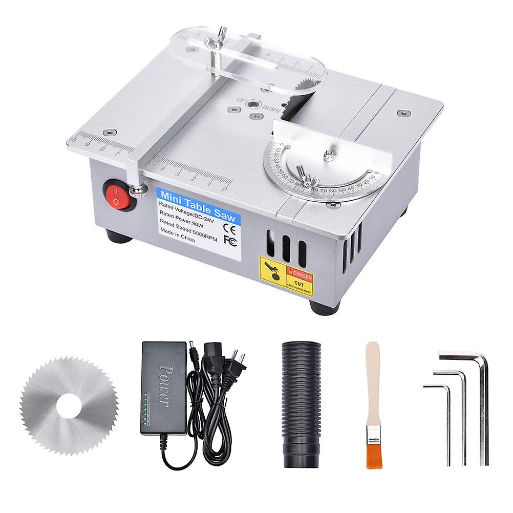 Mini Table Saw With Miter Gauge Circular Saw Blade Height Adjustable 96w Power Supply For Crafts Handmade Wood/metal/plastic Cutting