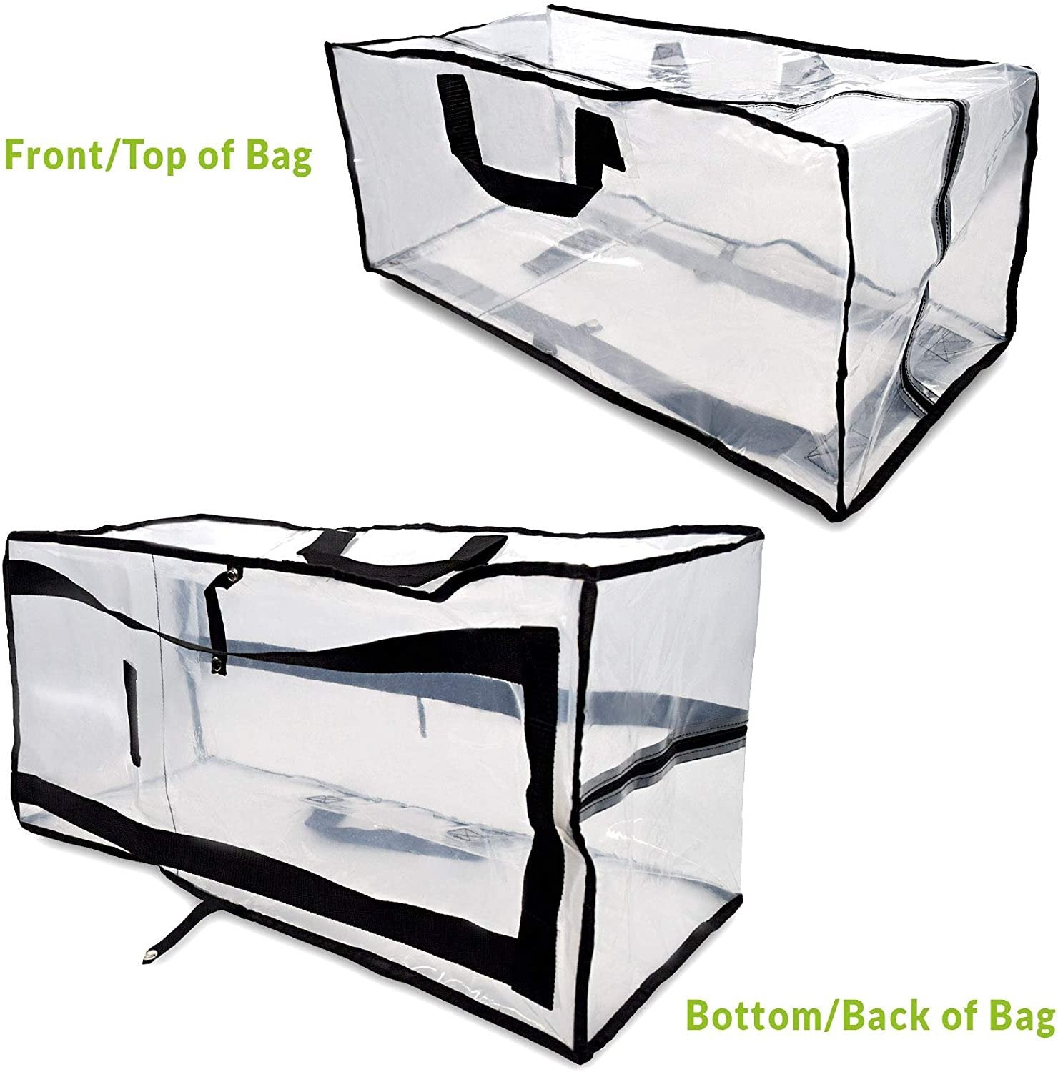 Zenpac- Waterproof Clear Zippered Storage Bags with Handles for Organizing 3 Pcs 27x12x13.75