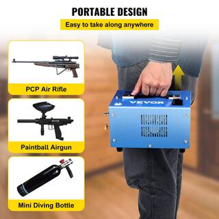 VEVOR PCP Air Rifle Pump 0.4 Gal. 4500 PSI Portable Electric Pancake Air Compressor with External Power Adapter Built-in Fan G220V110V12V-DULIV1