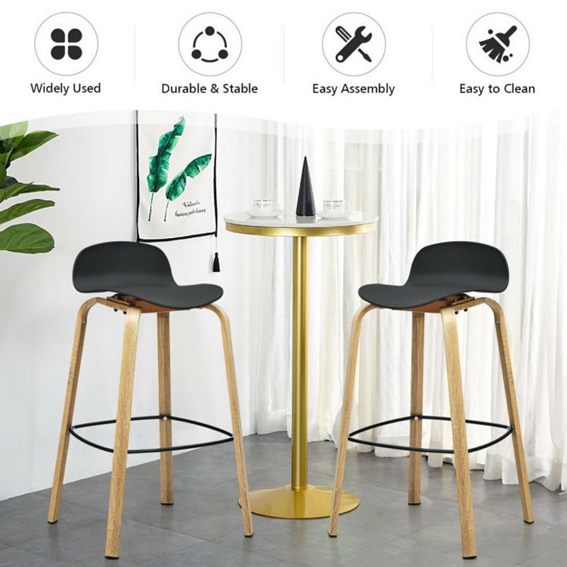 Hivago Set of 2 Modern Barstools Pub Chairs with Low Back and Metal Legs