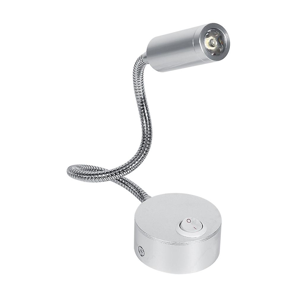 Ac85-265v 1w Cool White Led Reading Study Bed Lamp With Gooseneck Off/on Switch(1w Cool White)