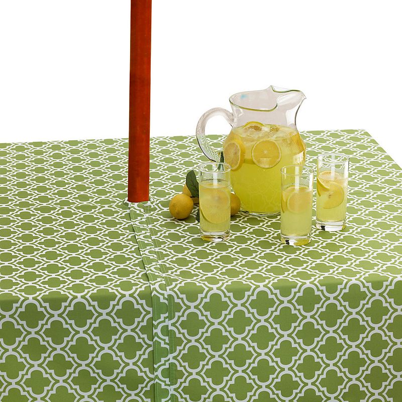 Green and White Lattice Rectangular Tablecloth with Zipper 60” x 84”