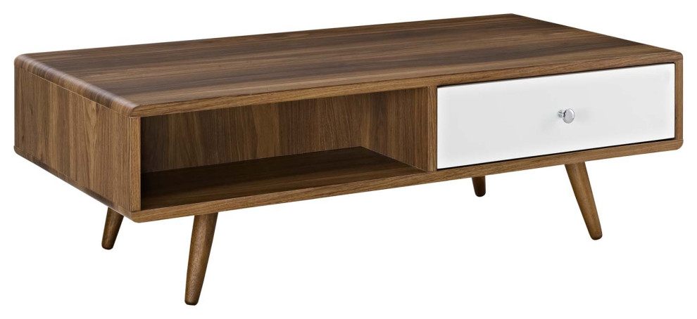 Transmit Coffee Table  Walnut White   Midcentury   Coffee Tables   by Kolibri Decor  Houzz