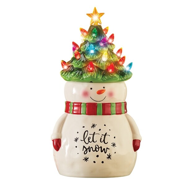 Let it Snow Snowman Cookie Jar with Lighted Lid