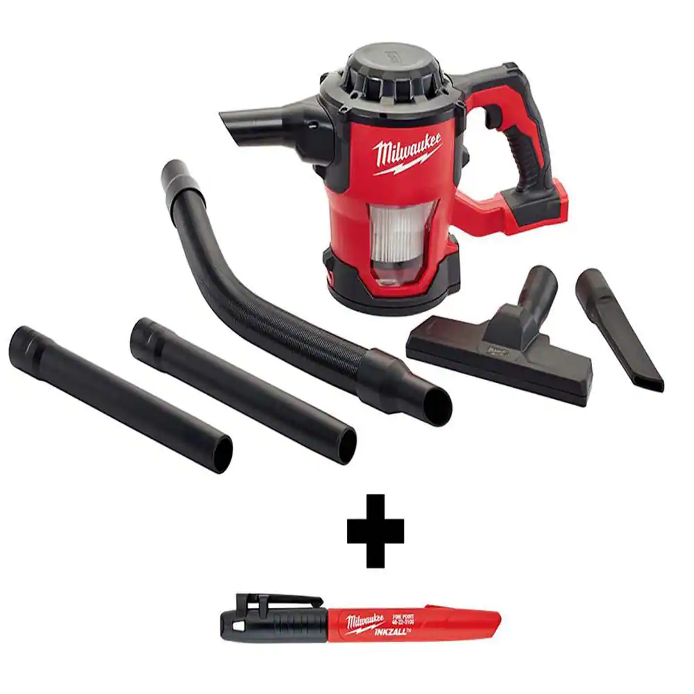 Milwaukee M18 18-Volt Lithium-Ion Cordless Compact Vacuum With INKZALL Black Fine Point Jobsite Marker