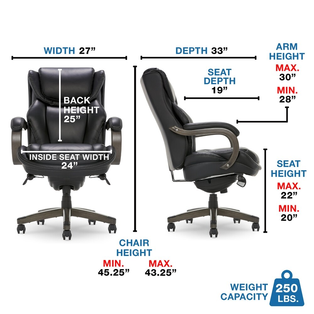 La Z Boy Harnett Big and Tall Executive Office Chair with Comfort Core Cushions  Ergonomic High Back Chair with Solid Wood Arms