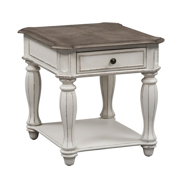 Magnolia Manor Antique White End Table - W24 x D28 x H24