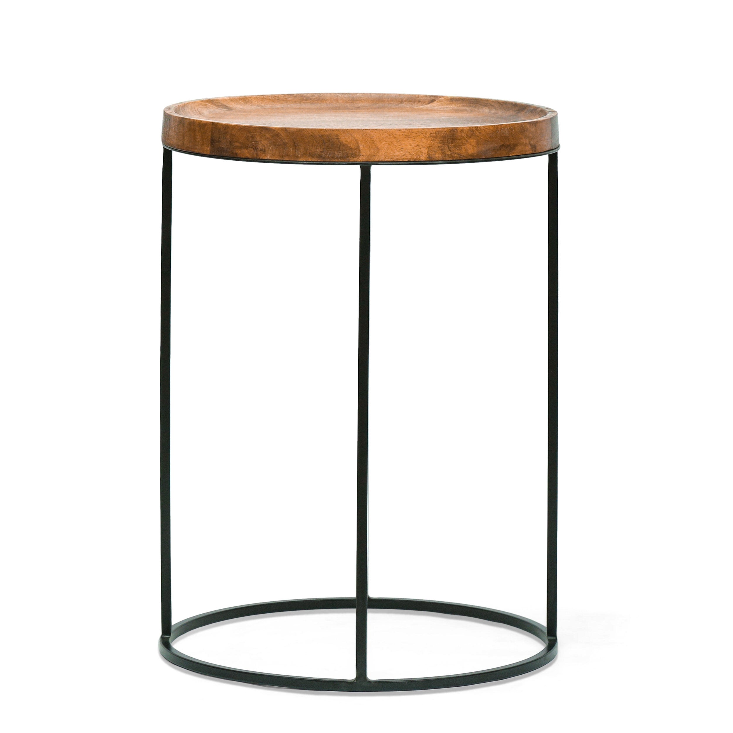 Colwill Modern Industrial Handcrafted Mango Wood Nested Side Tables (Set of 3), Natural and Black