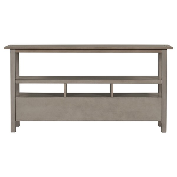 Rustic Solid Console Table Double-Storey Tabletop with Three Drawers