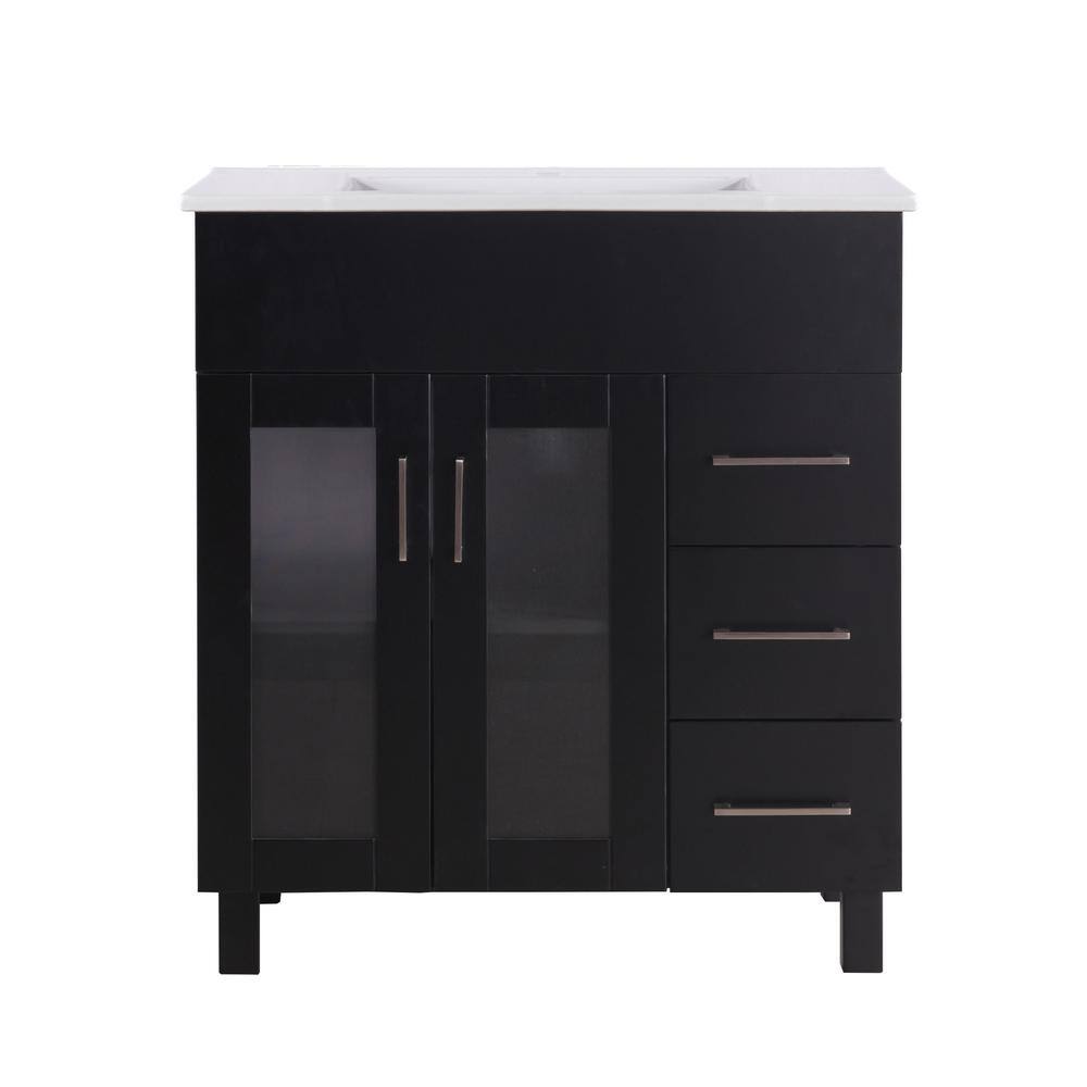 Laviva Nova 32 In. W x 18.5 in. D x 34.5 in. H Bathroom Vanity in Espresso with Ceramic Top 31321529-32E-CB