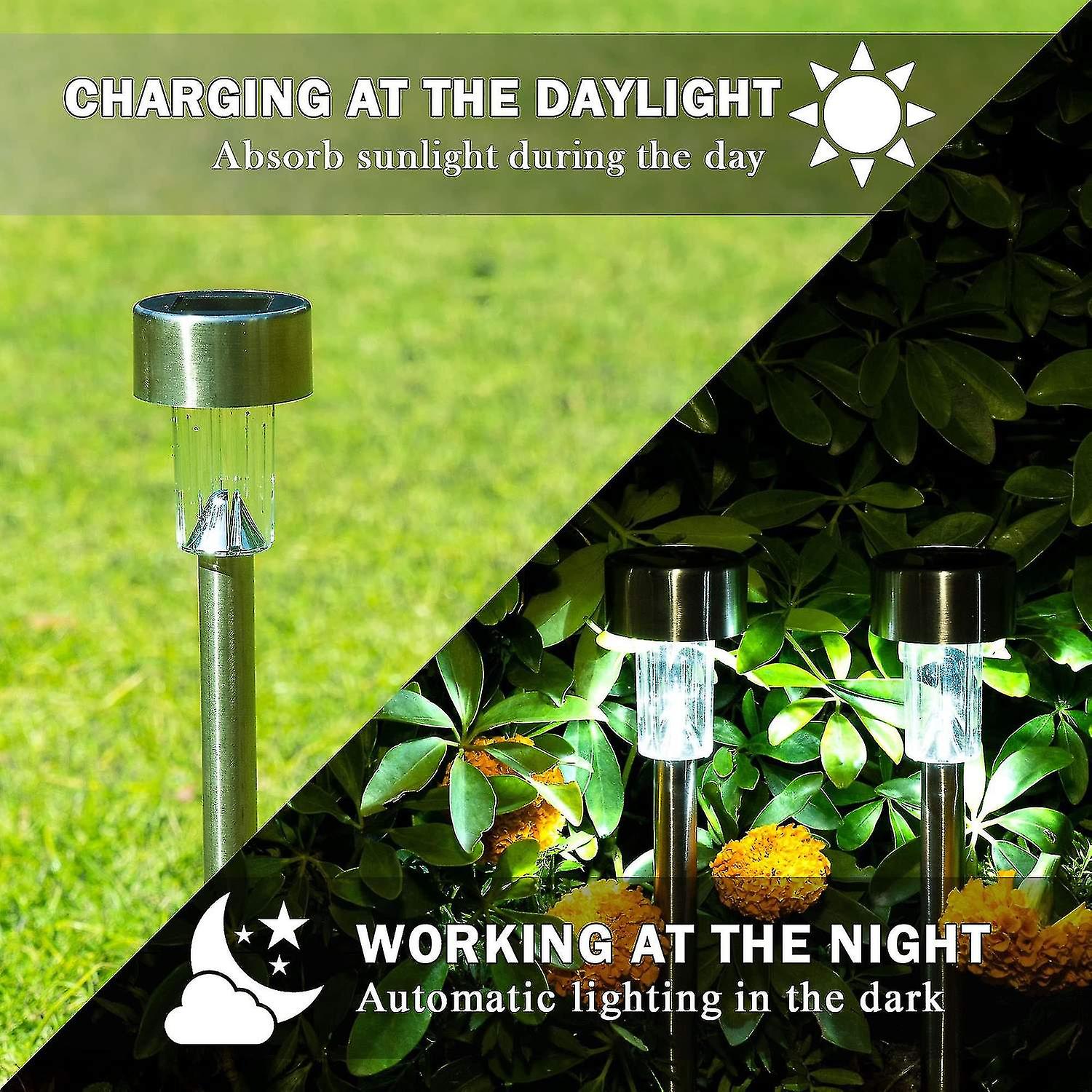 8pcs Solar Lights Outdoor Garden Led Light Landscape/pathway Lights Stainless Steel