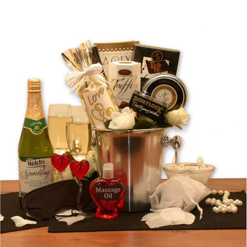 GBDS Deluxe Romantic Evening For Two Gift Basket - Wedding Gift Basket - honeymoon gift set