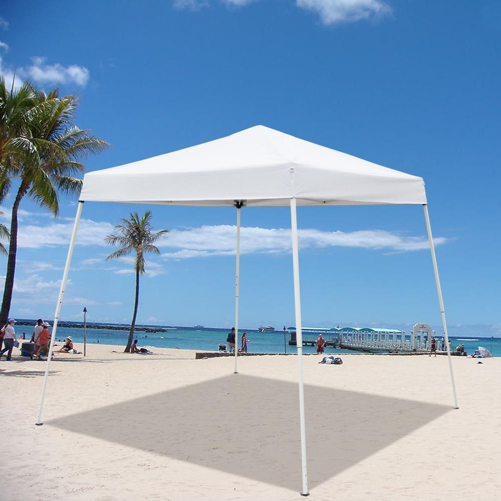 UBesGoo 10' x 10' Pop Up Canopy Tent Ez up Slanting Leg White with Carry Bag