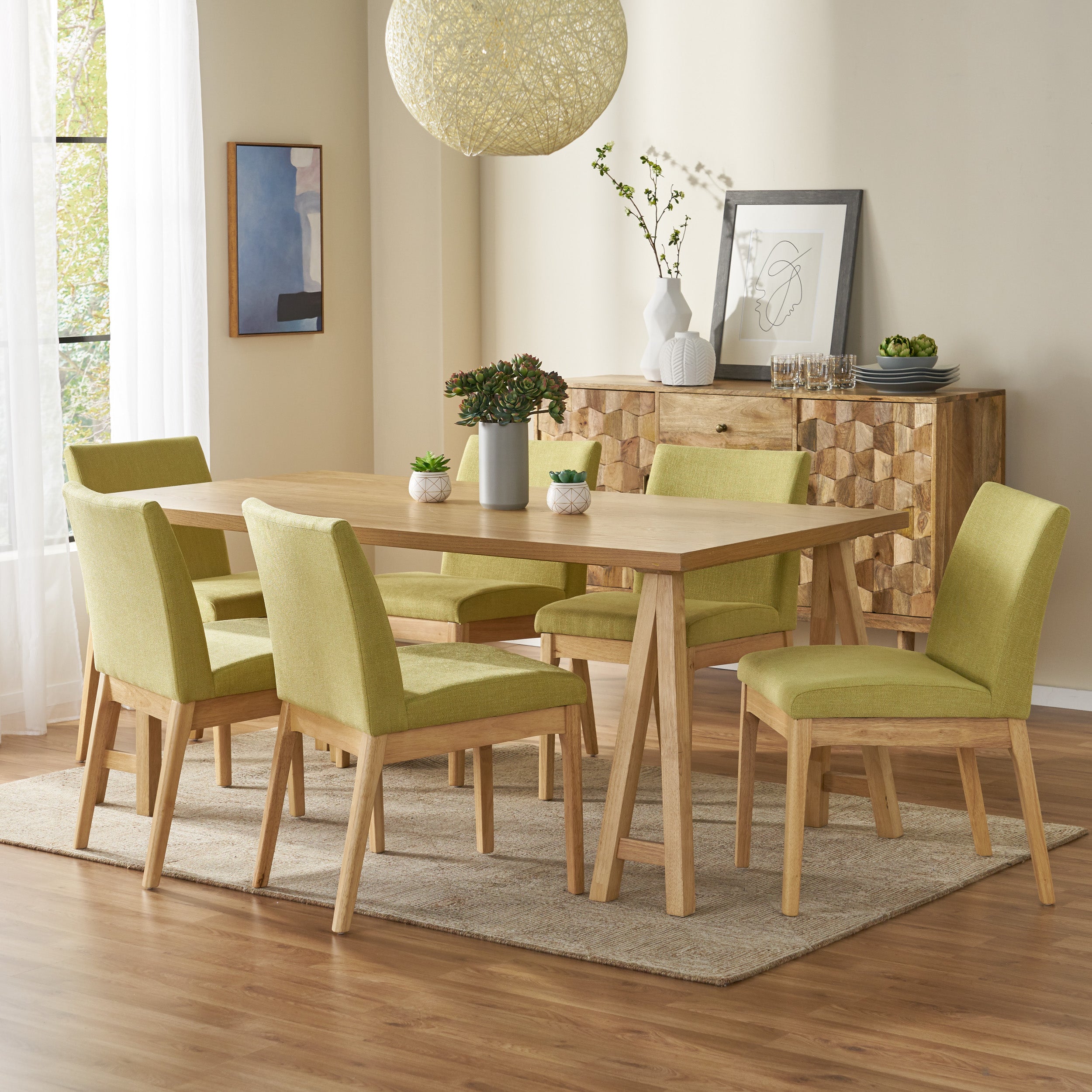 Elsinore Mid-Century Modern 7 Piece Dining Set