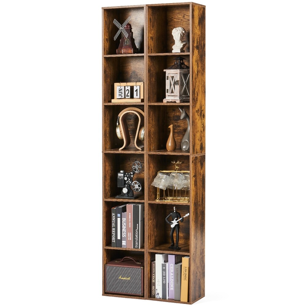 Tall Narrow Bookshelf  6 Tier Cube Display Rack