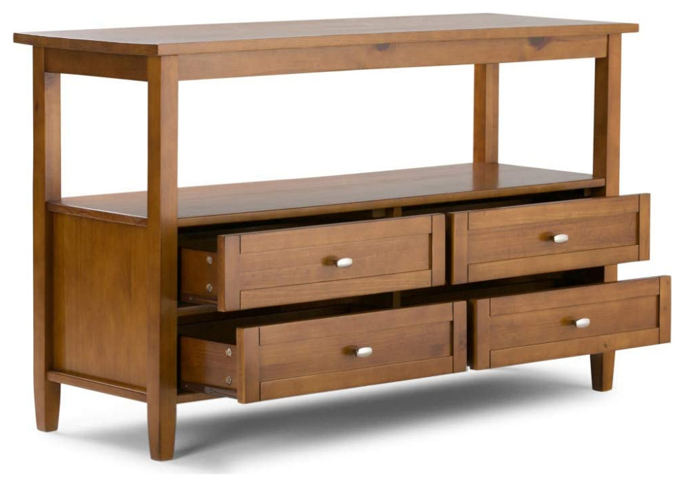 Console Table  Tapered Legs With 4 Drawers and Open Shelf   Traditional   Console Tables   by Declusia  Houzz