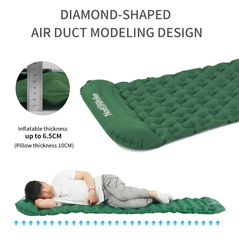 Naturehike FC12 Nylon TPU Foot Press Inflatable sleeping Mat air mattress Sleeping Pad with Built in Foot Pump