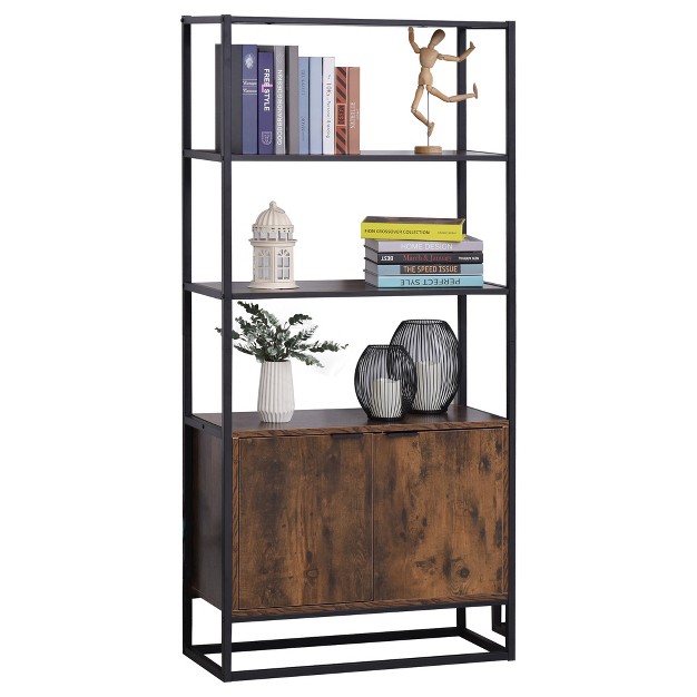 Homcom Shelves For Storage Cabinet Bookcase With 3 Open Shelf Tall Organizer Multifunctional Rack For Living Room