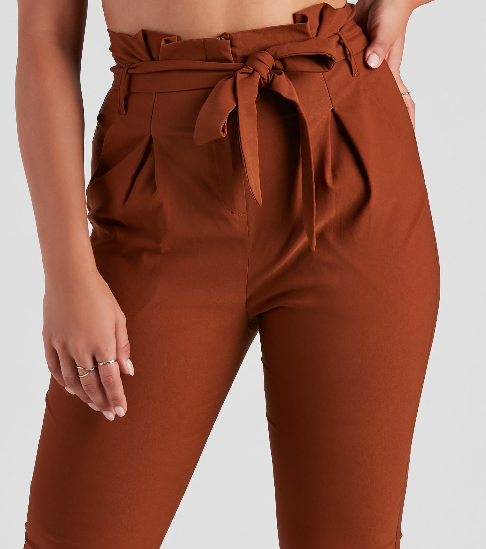 High Waist Paperbag Skinny Dress Pants