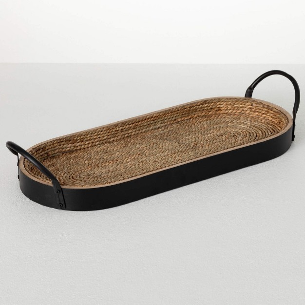 Oval Wood amp Seagrass Tray