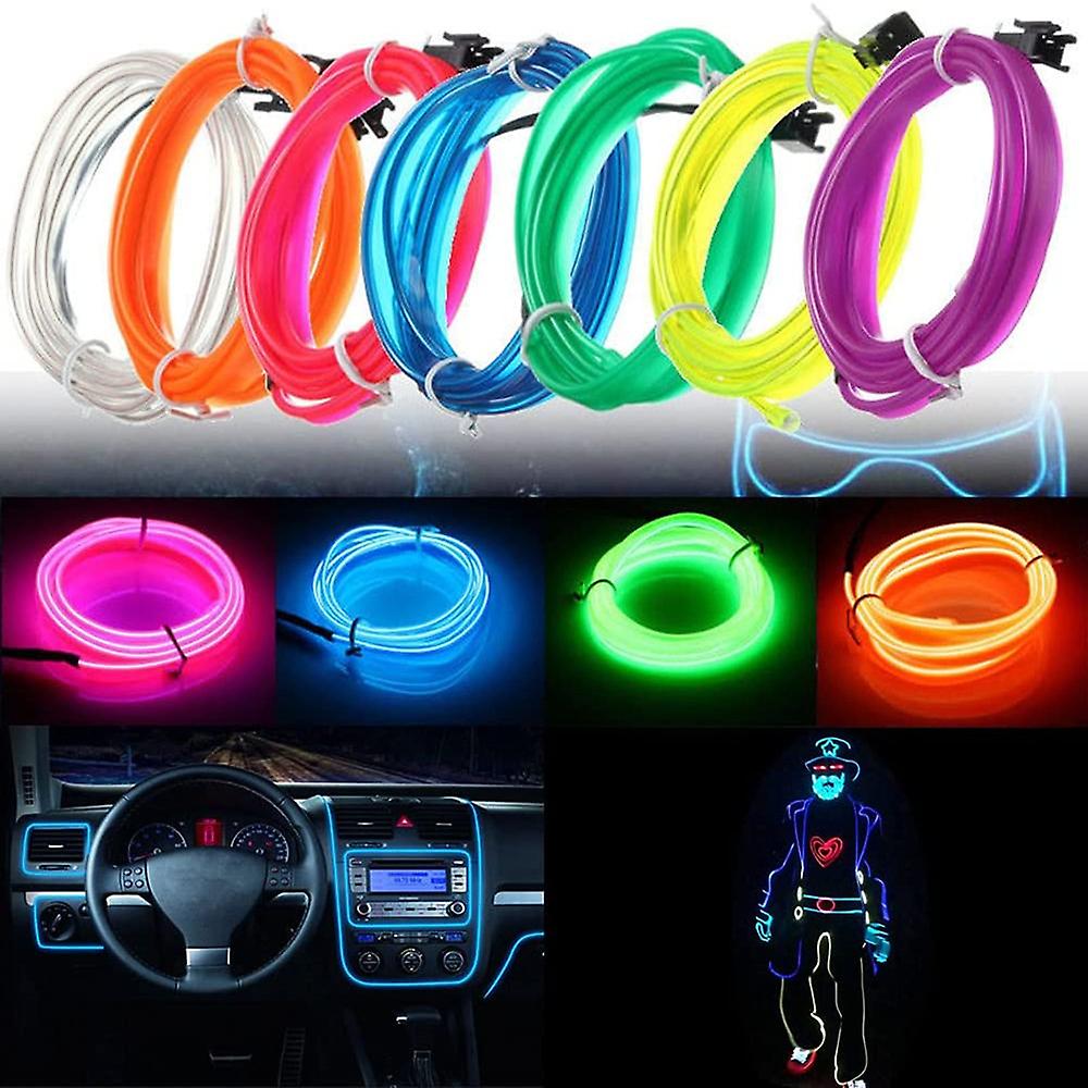 Cold Light Car Ambient Light Led Interior Mood Light Luminous Line Door Slit Light-purple-2m [with Usb] (one Set)