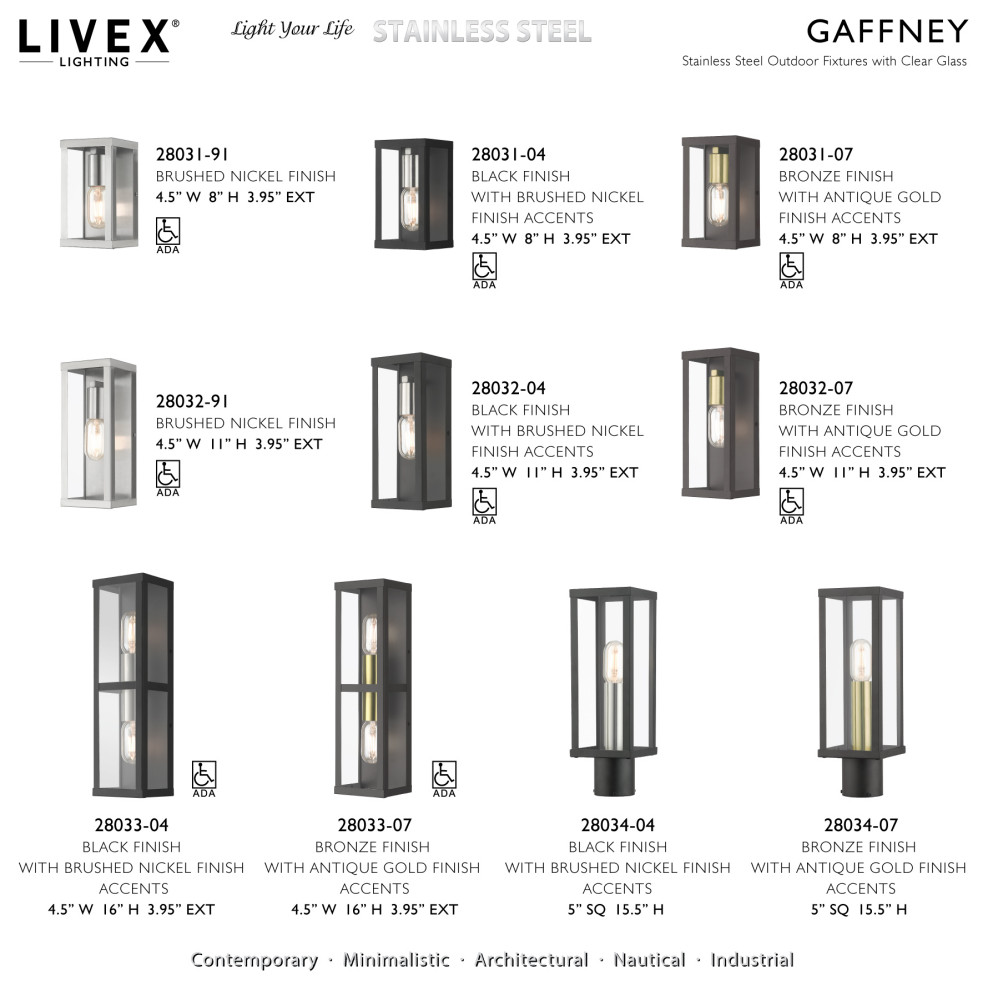 1 Light Bronze Outdoor ADA Wall Lantern  Antique Gold Finish Accents   Contemporary   Outdoor Wall Lights And Sconces   by Livex Lighting Inc.  Houzz