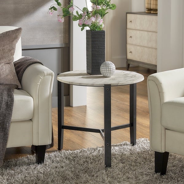 Teagan Round White Faux Marble Tables by iNSPIRE Q Modern