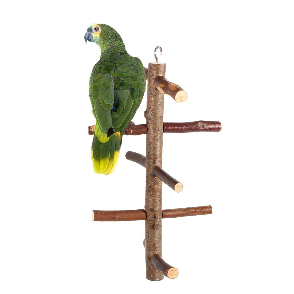 Bird Perch Natural Wood Bark Rotating Ladder Parrot Cage Stand Toy For Budgies Parakeet Cockatiel Cockatoo Conure Lovebird